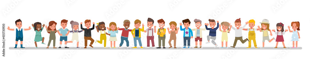 Group of children different poses character vector design. Presentation in various action with emotions. Group of children different poses character vector design. Presentation in various action with emotions.