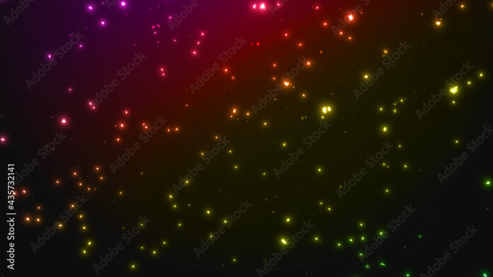 虹色のカラフルな浮遊する粒子のパーティクル