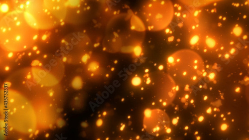 幻想的に金色に発光する火花と火の粉 © sunafe