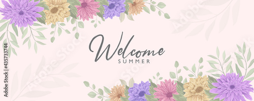 Elegant floral banner with a summer theme