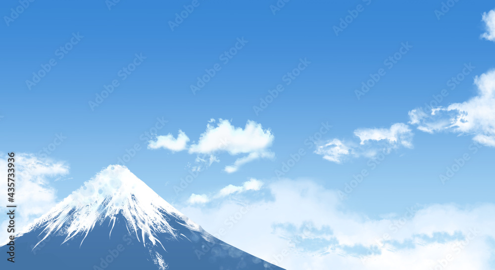 Beautiful Fuji landscape painting illustration