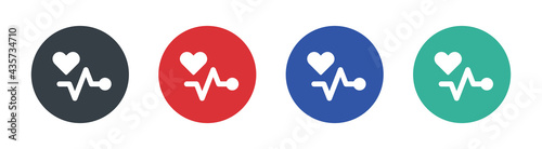 Heart rate signal set, Heartbeat pulse line concept design isolated on white background.