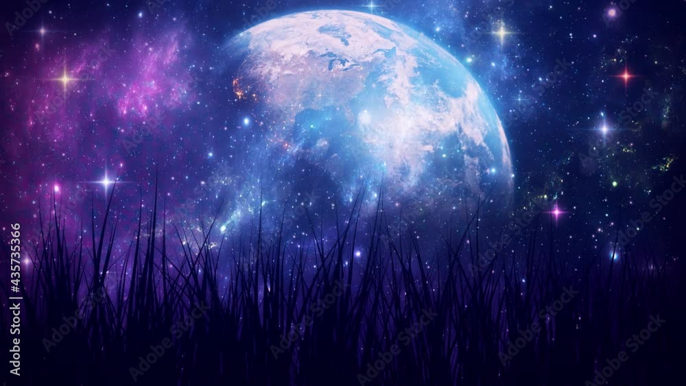 Earth from an Alien Grass Field - Loop Motion Graphic Background