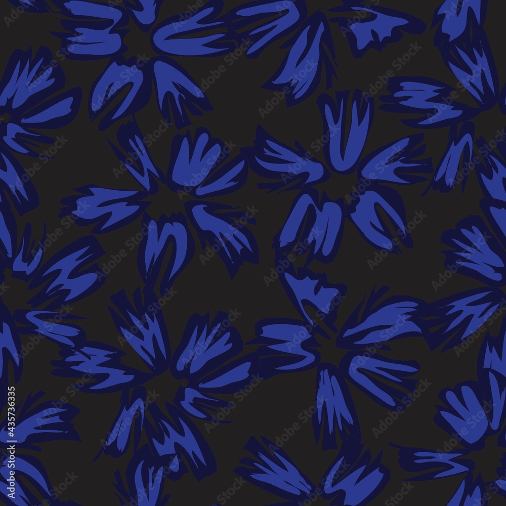 Blue Tropical Botanical Floral Seamless Pattern Background Blue Tropical Botanical Floral Seamless Pattern Background