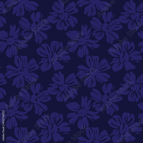 Blue Tropical Botanical Floral Seamless Pattern Background