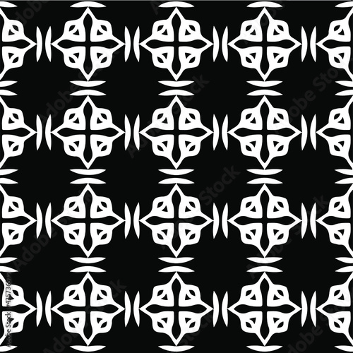   Geometric vector pattern with Black and white colors. Seamless abstract ornament for wallpapers and backgrounds.