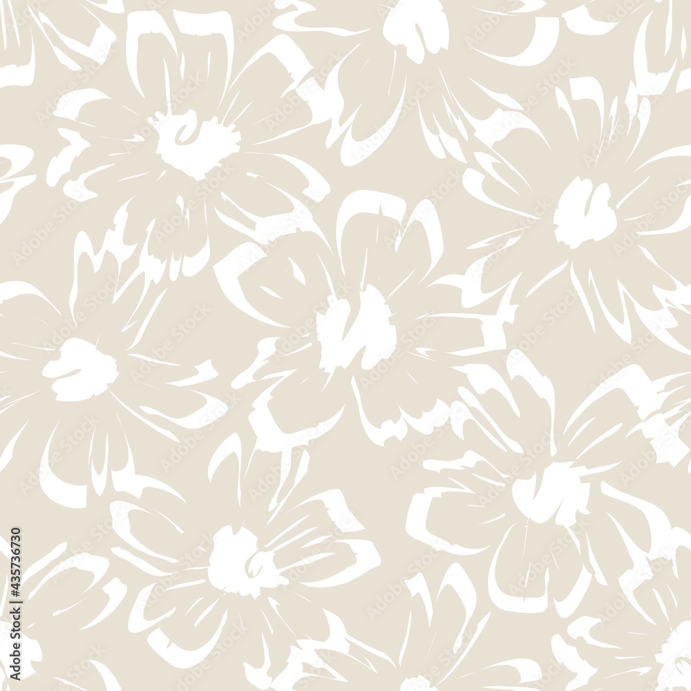 Brown Taupe Botanical Floral Seamless Pattern Background