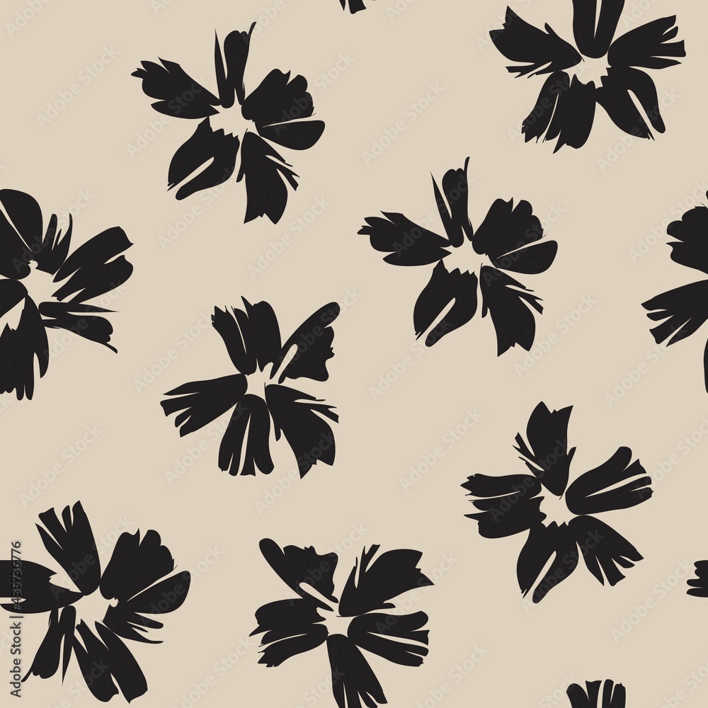 Obraz premium Brown Taupe Botanical Floral Seamless Pattern Background
