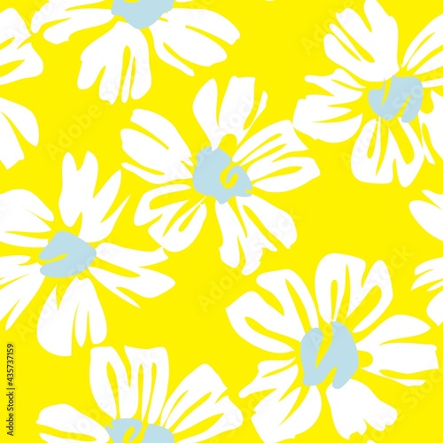 Yellow Botanical Floral Seamless Pattern Background