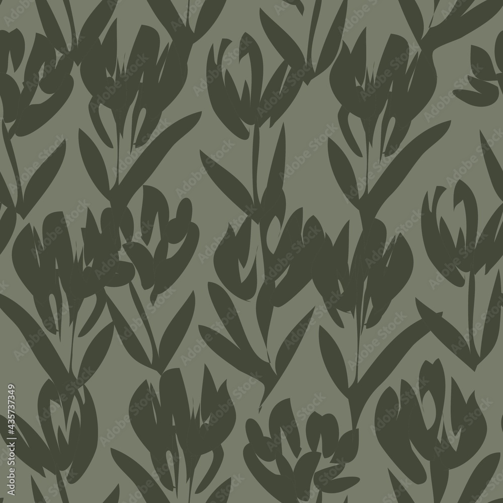 Green Botanical Floral Seamless Pattern Background Green Botanical Floral Seamless Pattern Background