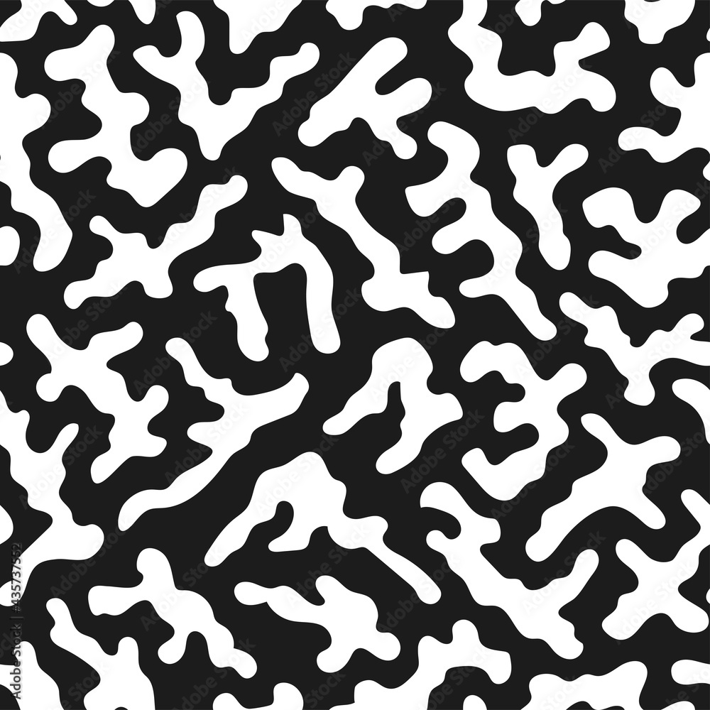 Abstract Vector Nature Backgroung. Hand Drawn Seamless Pattern. Fashion Illustration Black and White Ink Texture