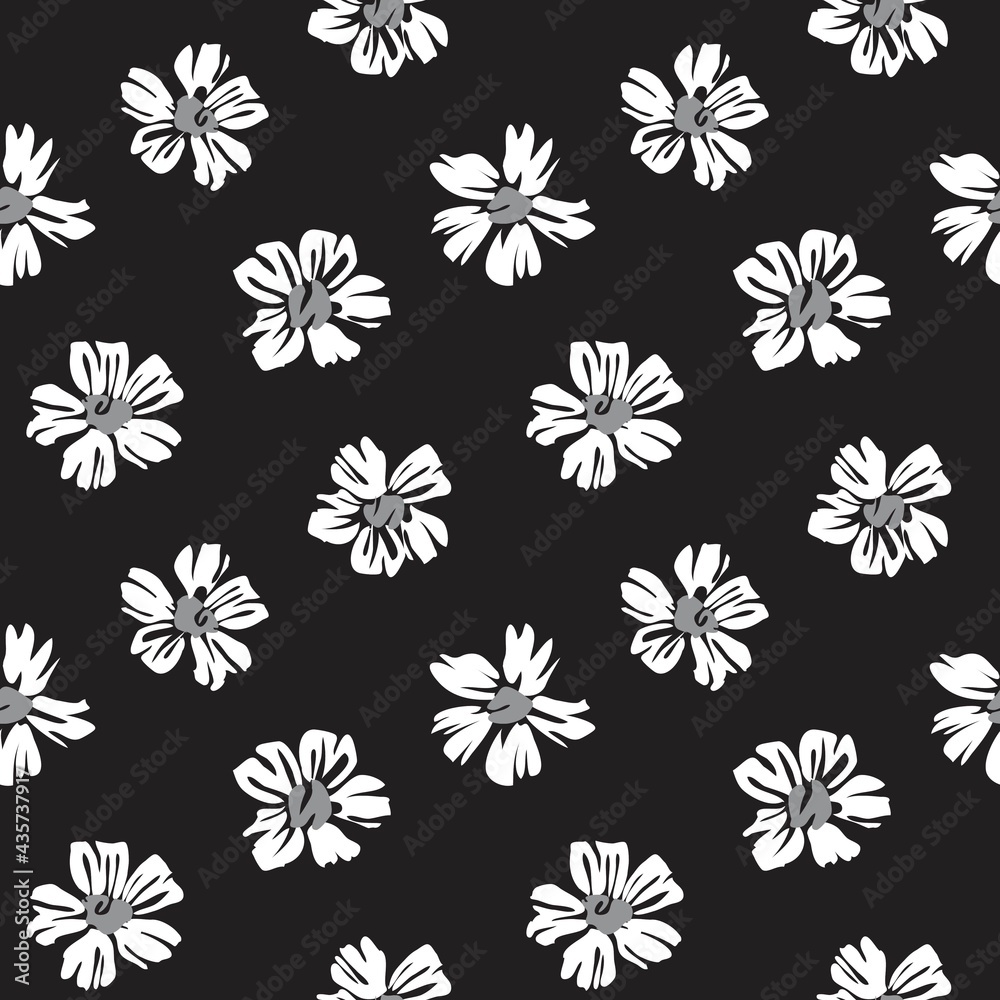 Black and White Botanical Floral Seamless Pattern Background Black and White Botanical Floral Seamless Pattern Background