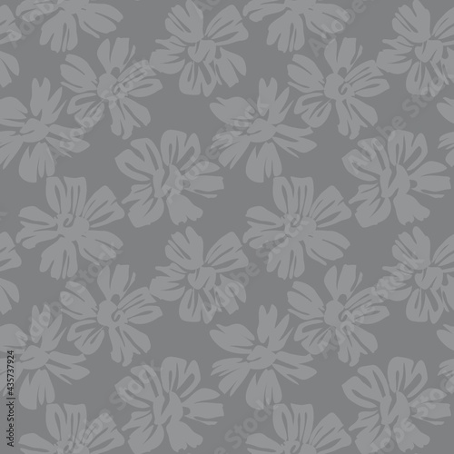 Black and White Botanical Floral Seamless Pattern Background