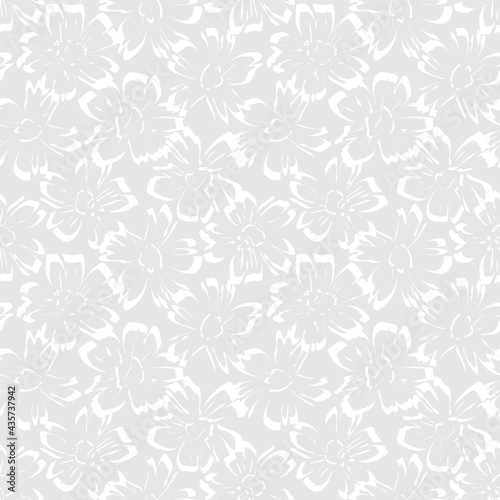 Black and White Botanical Floral Seamless Pattern Background © Siu-Hong Mok