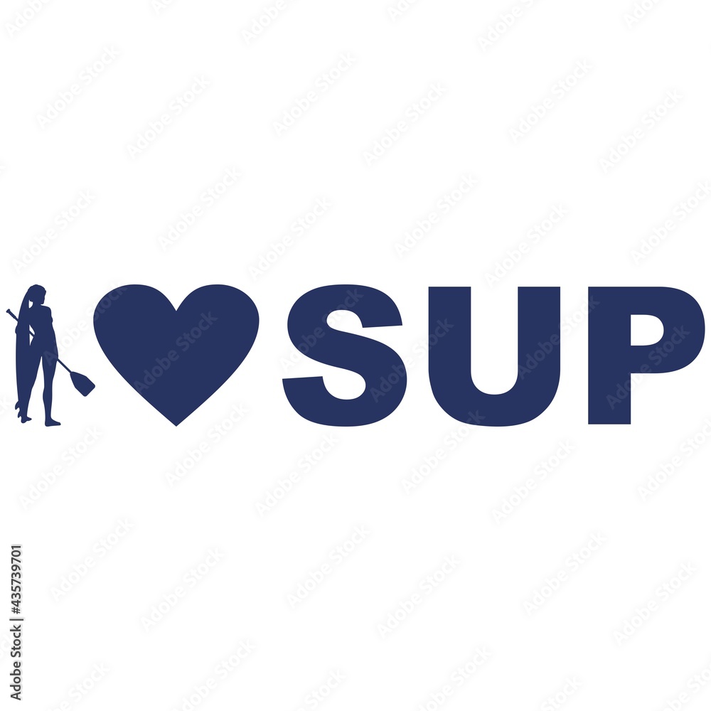 i love SUP text with silhouette of woman and heart icon i love SUP text with silhouette of woman and heart icon