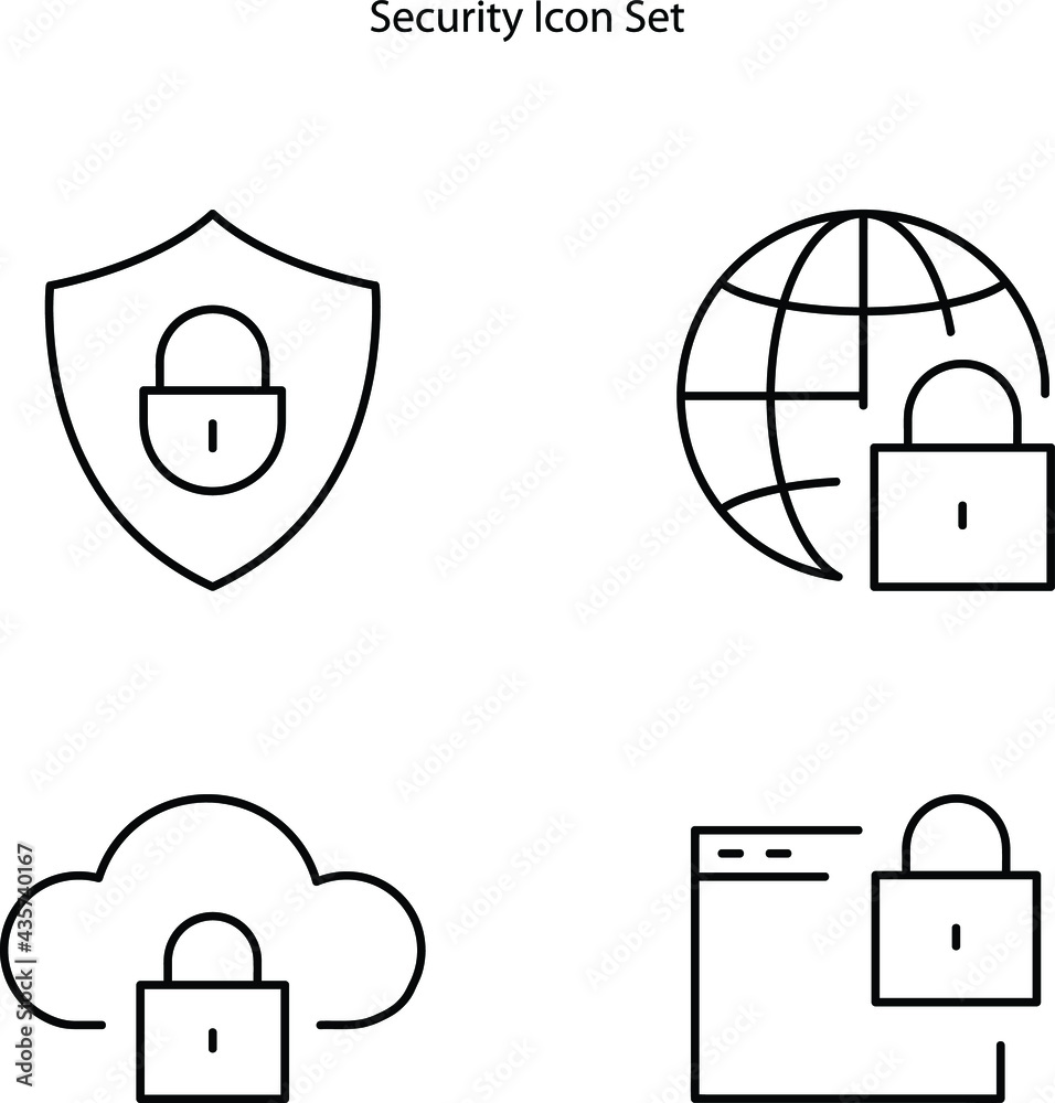 Obraz premium security icons isolated on white background. security icon thin line outline linear security symbol for logo, web, app, UI. security icon simple sign.