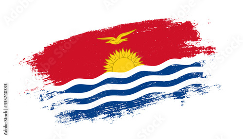 Flag of Kiribati country on brush paint stroke trail view. Elegant texture of national country flag