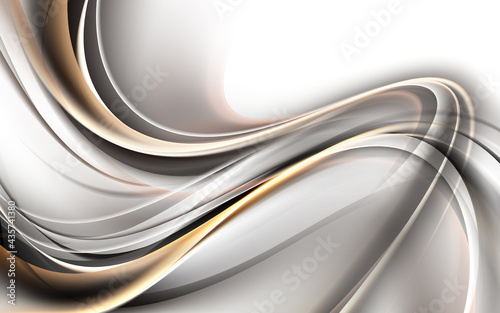 Gold, silver and gray wavy texture. Golden lines on white background. Luxury web or poster design.