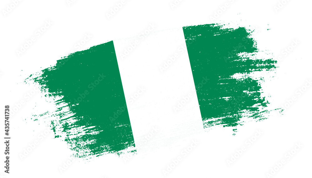 Flag of Nigeria country on brush paint stroke trail view. Elegant ...