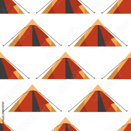 Seamless pattern with flat tents on white.