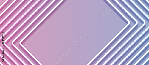 Blue pink rectangle frame abstract neon background. Technology retro sci-fi abstract futuristic design. Vector pastel colors illustration