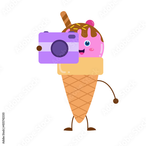 Cute ice cream character vector template design illustration