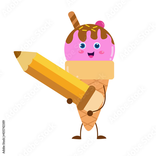 Cute ice cream character vector template design illustration