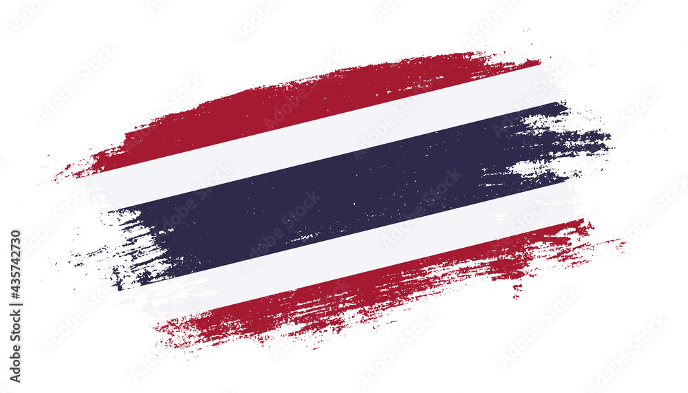 Flag of Thailand country on brush paint stroke trail view. Elegant texture of national country flag Flag of Thailand country on brush paint stroke trail view. Elegant texture of national country flag
