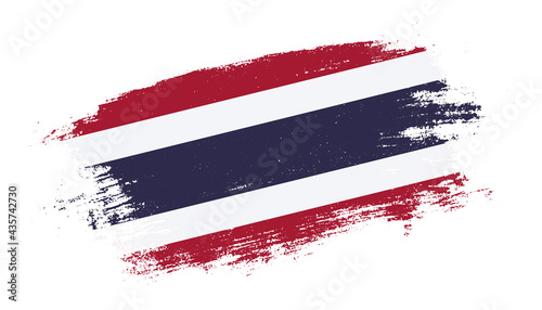 Flag of Thailand country on brush paint stroke trail view. Elegant texture of national country flag