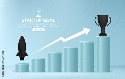 Business start up concept, Climbing up stairs to achieve opportunity in career, Ladder of business success