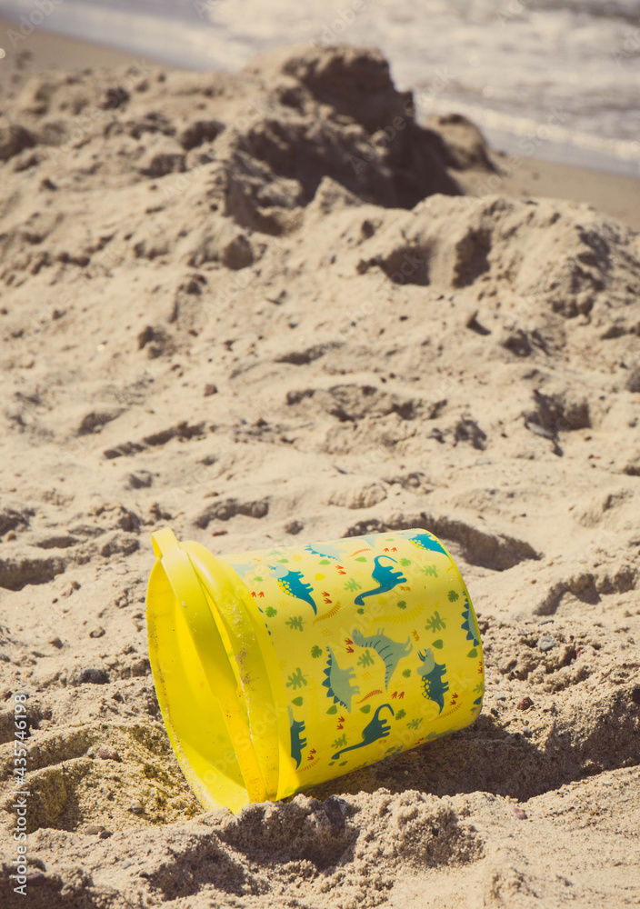Children toys for relax or playing on sand at beach. Vacation time