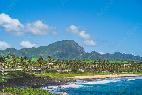 Shipwreck beach as viewed from Poipu point on island of Hawaii