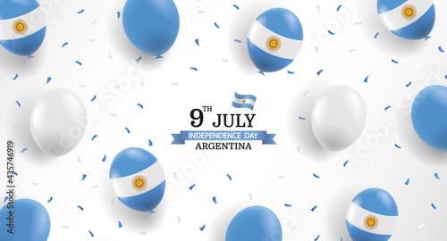 Vector Illustration of Independence Day of Argentina.  Background with balloons and confetti.
