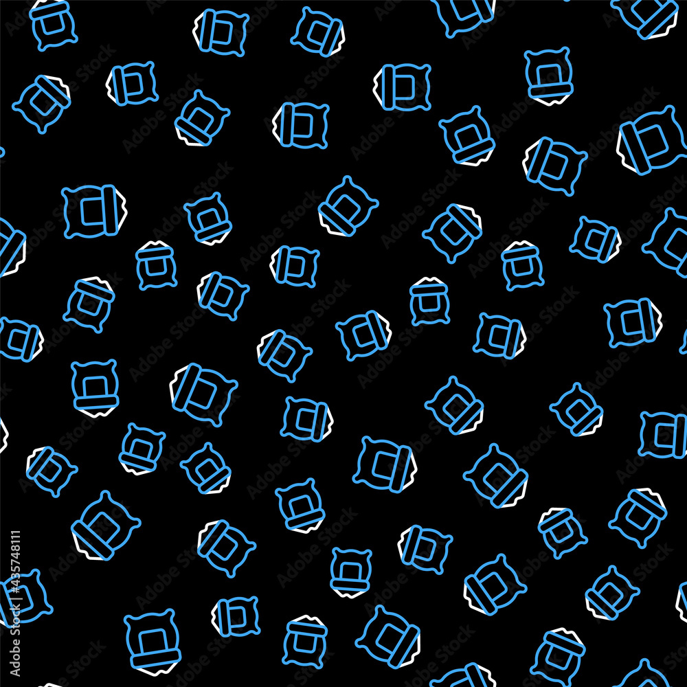 Line Bag of flour icon isolated seamless pattern on black background. Vector Line Bag of flour icon isolated seamless pattern on black background. Vector