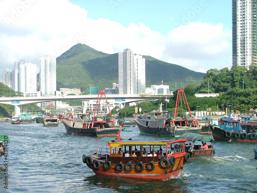 Hong Kong fishing boat on the sea - sampan