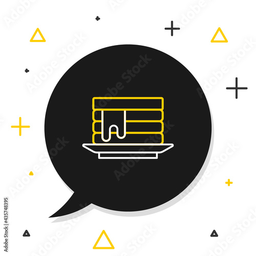 Line Stack of pancakes with honey icon isolated on white background. Breakfast concept. Colorful outline concept. Vector