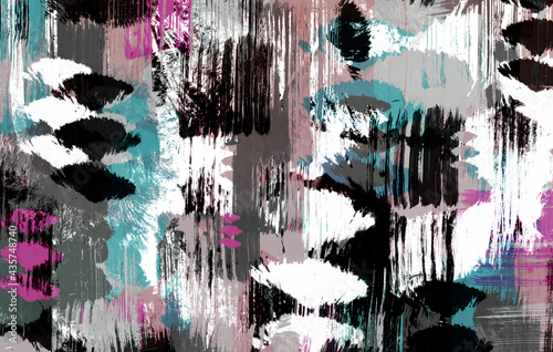 Abstract multicolor dynamic background with creative splashes and shabby brush strokes effect.