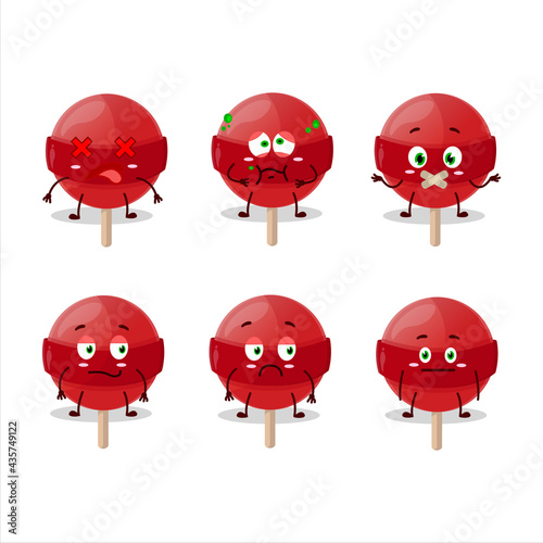 Red lolipop cartoon character with nope expression