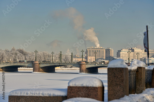 View of the Kamennoostrovsky bridge on Ushakovskaya embankment photo