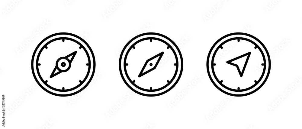 Compass icon set, Compass symbol Vector