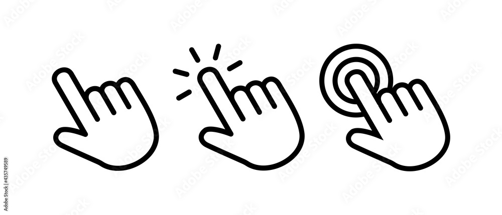 Hand click icon, Hand touch symbol vector