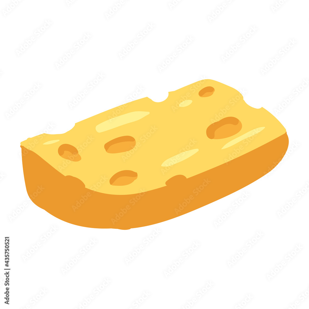 Cheese yellow piece, healthy milk food nutrition organic product. Vector hand cartoon draw flat trendy style white background isolated Cheese yellow piece, healthy milk food nutrition organic product. Vector hand cartoon draw flat trendy style white background isolated