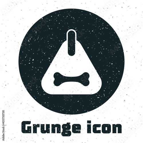 Grunge Dog collar with name tag and bone plaque icon isolated on white background. Supplies for domestic animal. Cat and dog care. Pet dog chains. Monochrome vintage drawing. Vector