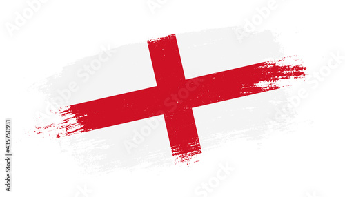 Flag of England country on brush paint stroke trail view. Elegant texture of national country flag