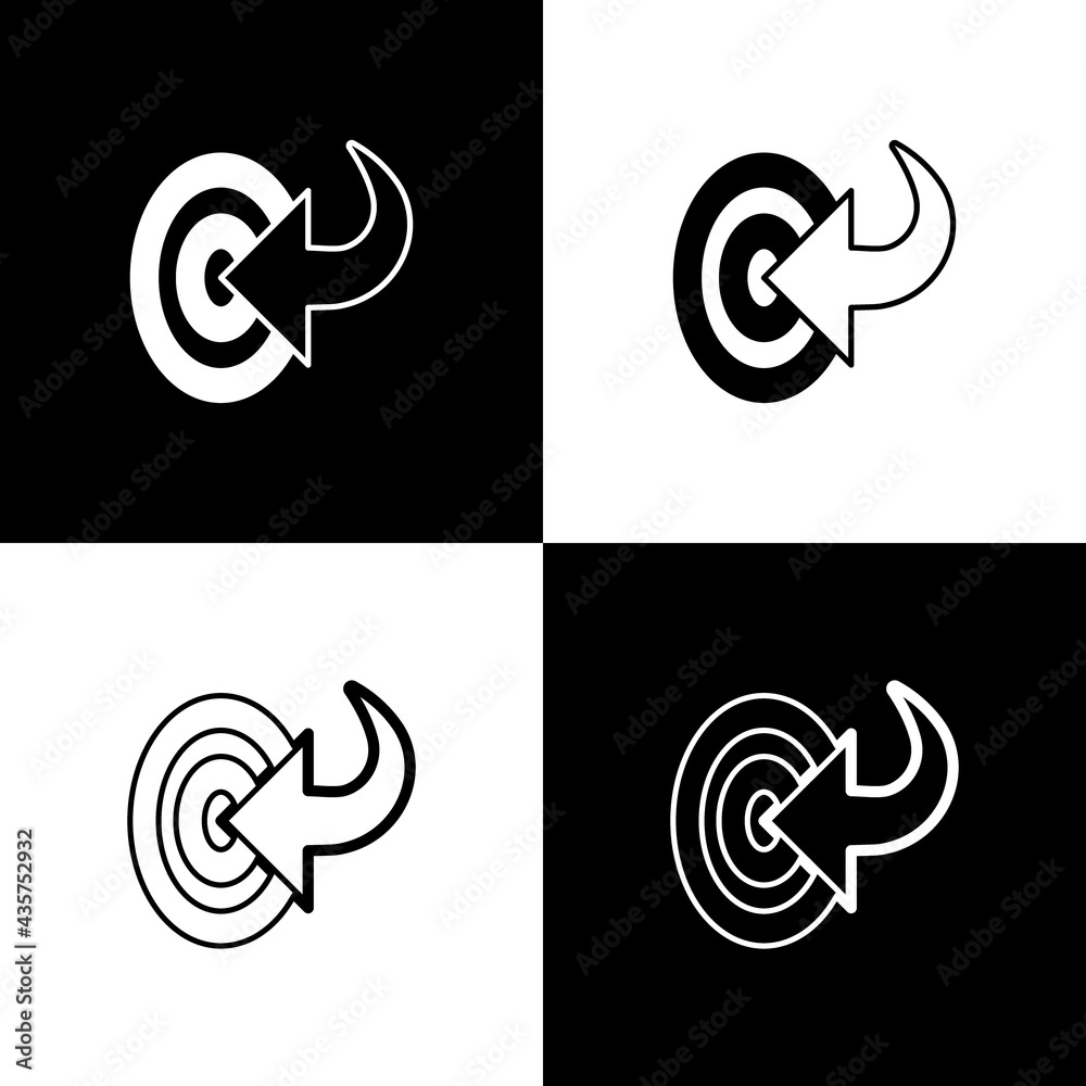 Set Target financial goal concept icon isolated on black and white background. Symbolic goals achievement, success. Vector Set Target financial goal concept icon isolated on black and white background. Symbolic goals achievement, success. Vector