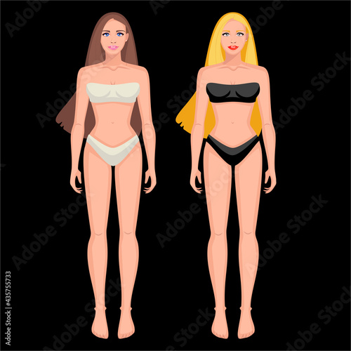 Two girls in full height. Blonde and brunette