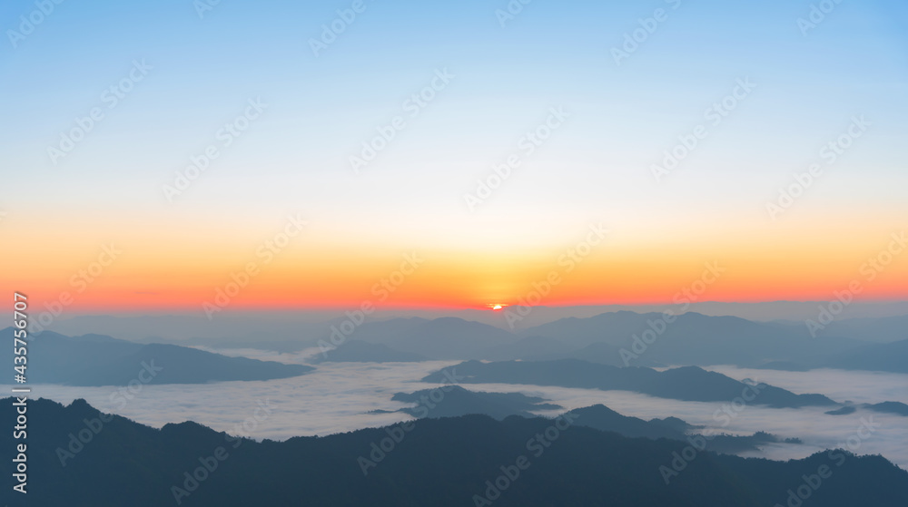 Sunrise in the morning at Phu Chee Fah, Chiang Rai Province, Thailand