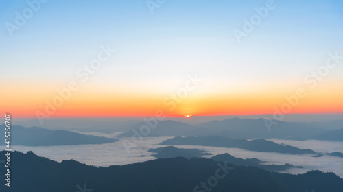 Sunrise in the morning at Phu Chee Fah, Chiang Rai Province, Thailand © Itthisak Jv