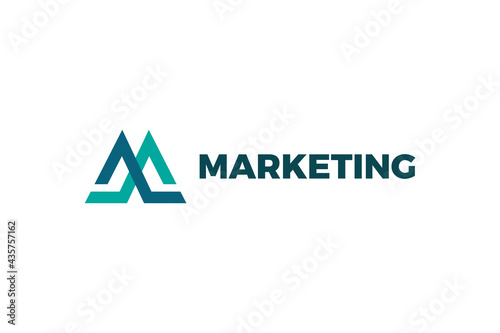 Letter M blue color simple logo design