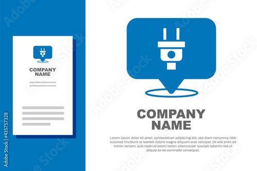 Blue Electric plug icon isolated on white background. Concept of connection and disconnection of the electricity. Logo design template element. Vector